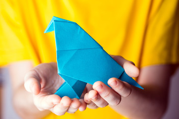 origami bird made of colored paper