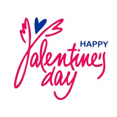 Obraz premium Happy Valentines Day typography with handwritten calligraphy text. Red stamp text on white