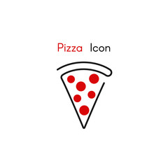 Linear icon pizza. Stylized image of a pizza in a minimalist style.