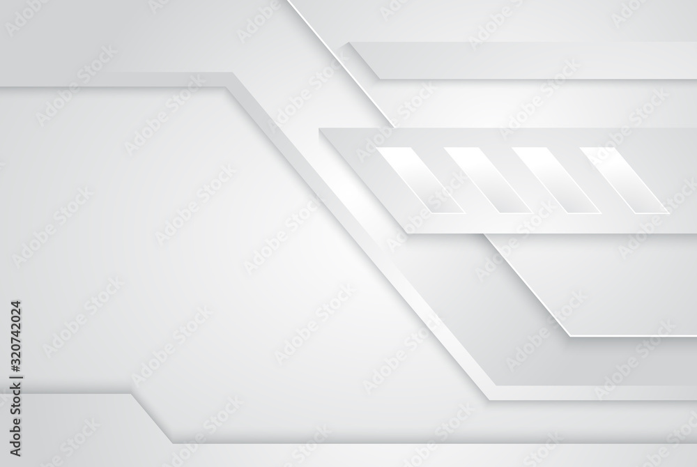 Poster white and grey background vector overlap dimension. vector illustration business style