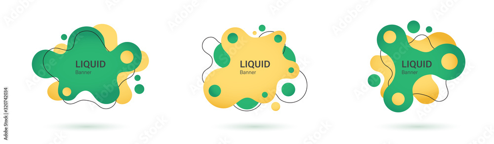 Poster set of amoeba shapes. abstract liquid elements.