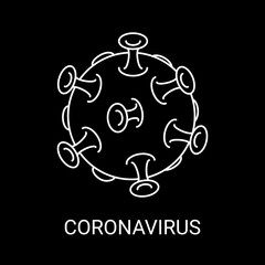 Fototapeta premium China novel coronavirus 2019-nCoV. White line art on black background. Virus. Vector illustration.