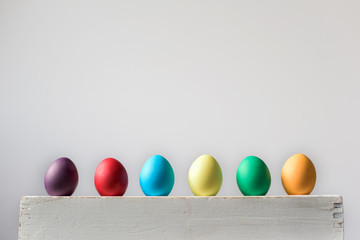 Six Easter hen eggs i different colors
