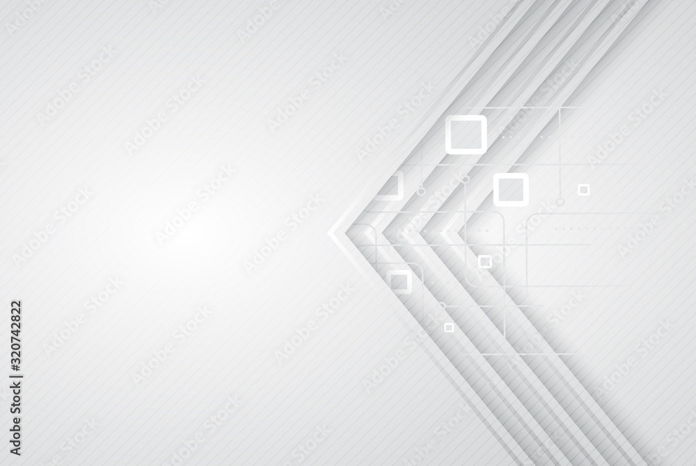 Aufkleber abstract white and grey tech geometric modern vector background on white space for text and message 