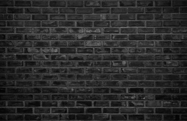 Fototapeta na wymiar Abstract dark brick wall texture background pattern, Wall brick surface texture. Brickwork painted of black color interior old clean concrete grid uneven, Home or office design backdrop decoration.