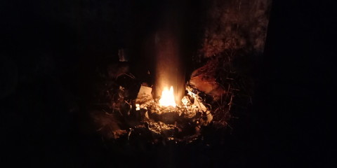 fire in the fireplace