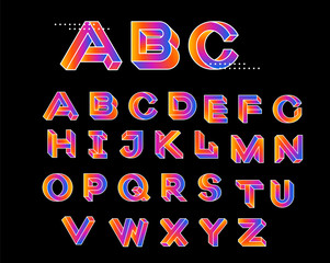 Paradox shape font. Impossible Letters. Set of vector letters constructed on the basis of paradox isometric view. Vector illustration 10 eps - obrazy, fototapety, plakaty