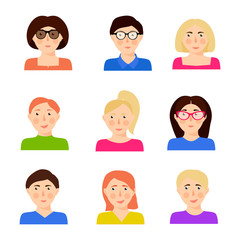 Cartoon vector character. Cute users illustration. People flat avatar icons. Profiles for web.