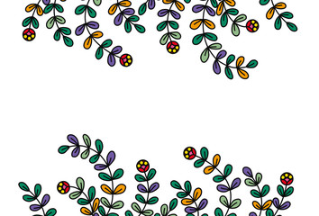 Colorful flowers and leaves frame