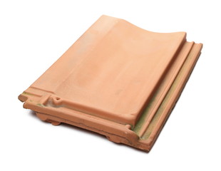 Roof tile, roofing brick isolated on white background