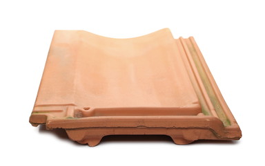 Roof tile, roofing brick isolated on white background