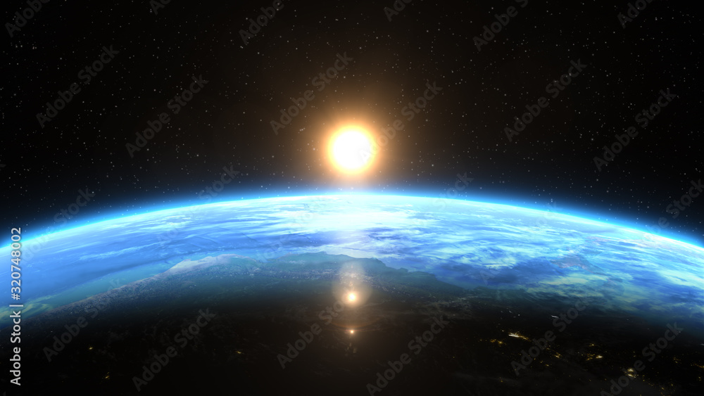 Canvas Prints beautiful view from space of the sun rising over planet earth. elements of this 3d illustration were