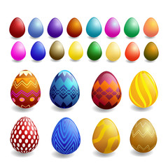 a large set of Easter eggs made in the form of 3D vector