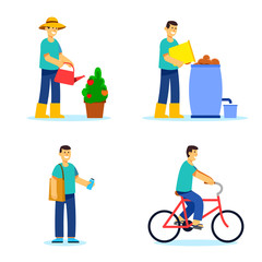 Male Apply Green Lifestyle Illustration