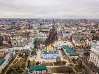 Aerial drone view. St. Michael's Cathedral in Kiev.