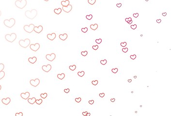 Light Red vector background with Shining hearts.