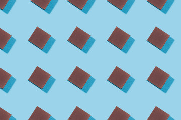 Chocolate slice pattern, concept, top view flat lay