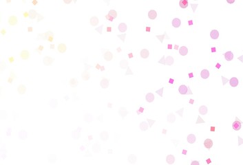 Light Pink, Yellow vector background with polygonal style with circles.