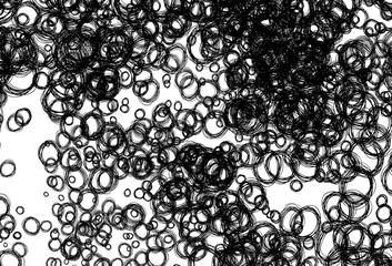 Black and white vector background with bubbles.