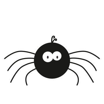 Funny cartoon spider, flat vector illustration