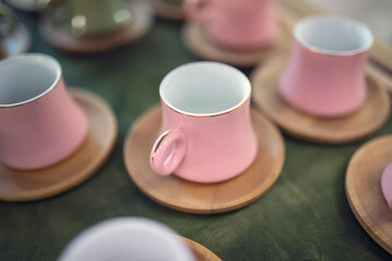 Obraz na płótnie Canvas Pink coffee cups