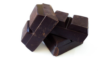 pieces of chocolate on white background