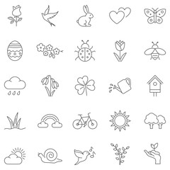 Spring line icon set. Vector illustration
