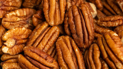 Pecan nuts full frame macro photo
