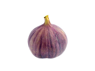 Whole purple fig isolated on white background. Healthy food concept. Tropical sweet fruit