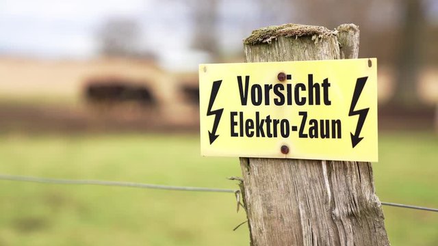 Electric Fence at a german grazing land. Animal husbandry in germany.