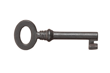 old key isolated on white background with clipping path and copy space for your text