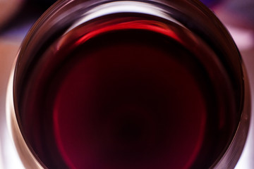 Glass of red wine macro close up