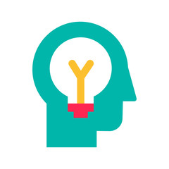 Idea generation and brainstorming flat vector icon