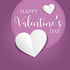 carte ou bandeau happy valentine's day mauve et violet coeur