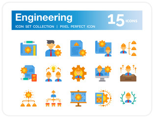 Engineering Icons Set. UI Pixel Perfect Well-crafted Vector Thin Line Icons. The illustrations are a vector.