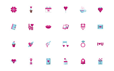 bundle of happy valentines day set icons