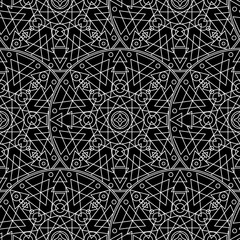 Black White Monochrome Mandala Boho Seamless Pattern