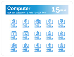 Computer Icons Set. UI Pixel Perfect Well-crafted Vector Thin Line Icons. The illustrations are a vector.