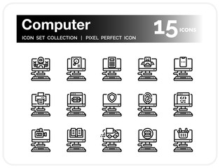 Computer Icons Set. UI Pixel Perfect Well-crafted Vector Thin Line Icons. The illustrations are a vector.