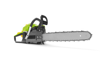 Chainsaw on white background, including clipping path