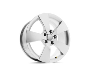 Car alloy wheel on white background, including clipping path