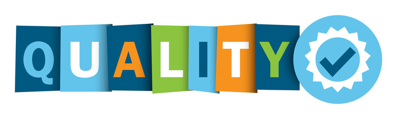 QUALITY colorful vector typography banner with certified symbol