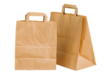 Paper bags isolated on white background.