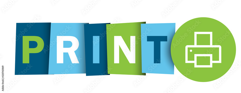 Poster print colorful vector typography banner with printer symbol