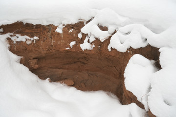  sand quarry in the snow