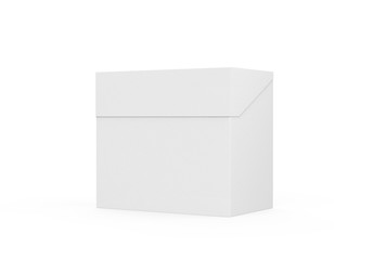 White rectangular box on isolated white background, closed white tea box mockup, 3d illustration