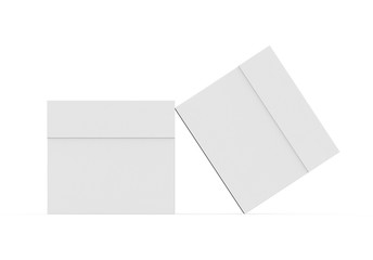 White rectangular box on isolated white background, closed white tea box mockup, 3d illustration