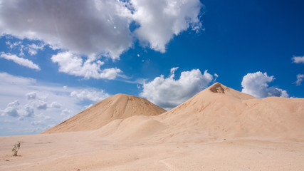 landscape bintan desert with blue sky and clouds