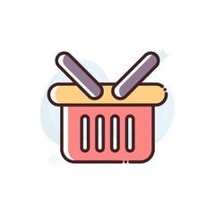 Shopping Basket Vector Icon Style Illustration. Advertising and Media symbol EPS 10