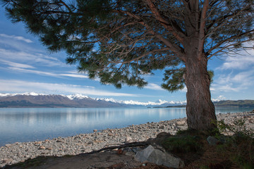 Lake Pukaki New Zealand. South Island. Mount Cook. 
